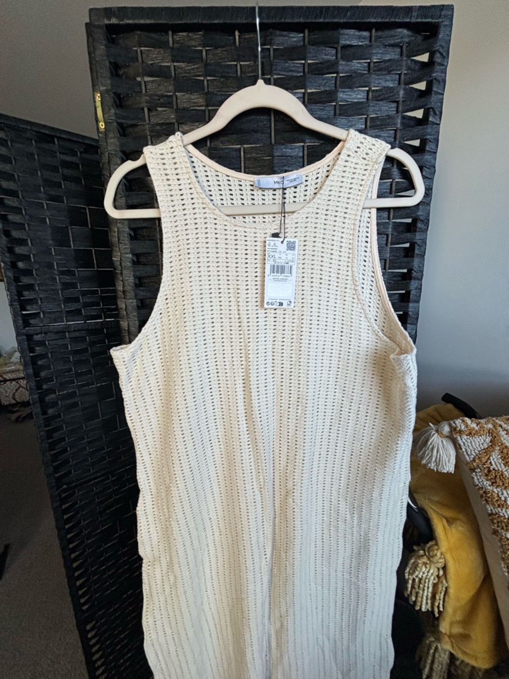 Mango Cream Crochet Tank Dress